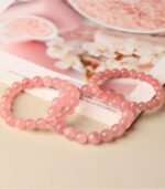 Genuine natural pink rose quartz crystal bracelet for women