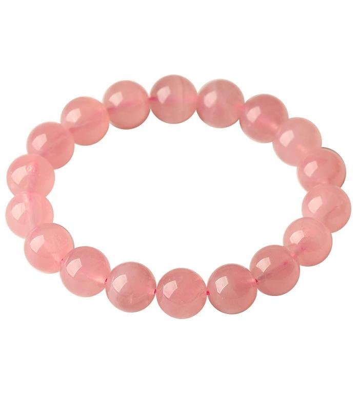Genuine natural pink rose quartz crystal bracelet for women