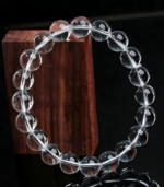Genuine natural clear quartz bracelet on wrist for clarity