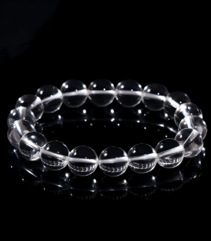 Genuine natural clear quartz bracelet on wrist for clarity