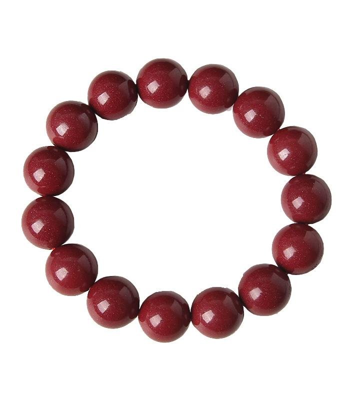 Genuine natural cinnabar bracelet with cross section beads for protection