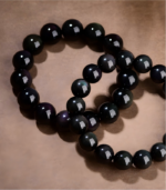 Genuine double rainbow eye black obsidian bracelet for protection