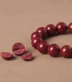 Genuine natural cinnabar bracelet with cross section beads for protection