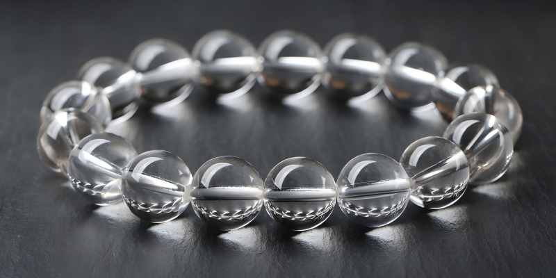 Genuine natural clear quartz bracelet on wrist for clarity