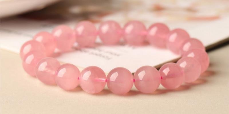 Genuine natural pink rose quartz crystal bracelet for women