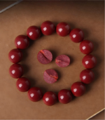 Genuine natural cinnabar bracelet with cross section beads for protection