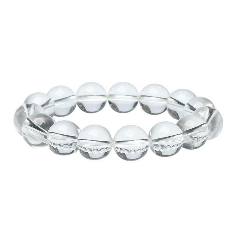 Genuine natural clear quartz bracelet on wrist for clarity
