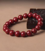 Genuine natural cinnabar bracelet with cross section beads for protection